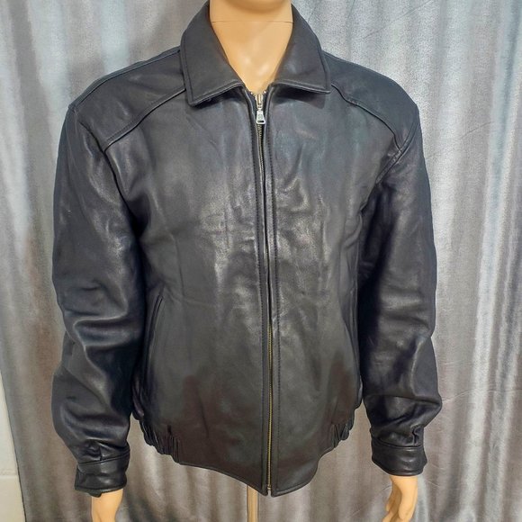 Men's Large Hathaway Soft Leather Bomber Jacket Vintage Great Condition.